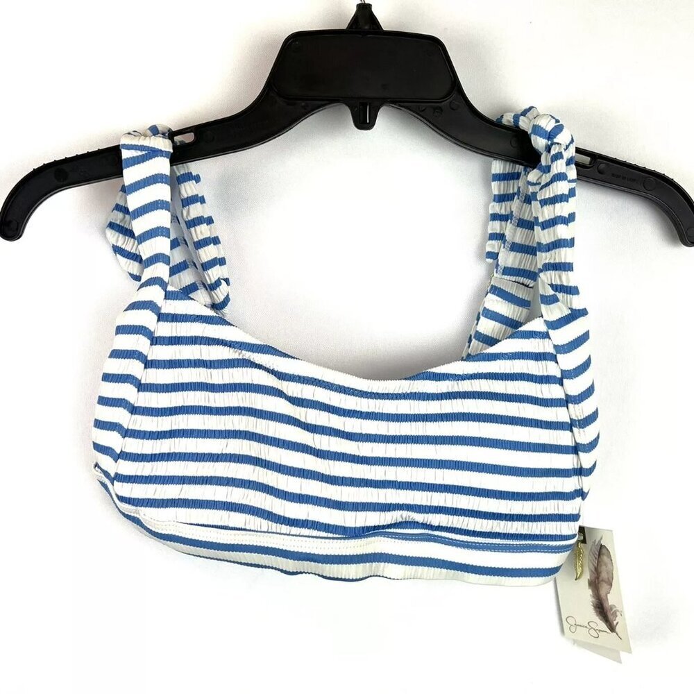 Jessica Simpson Women’s Sunshine Striped Blue/White Bikini Top Size S